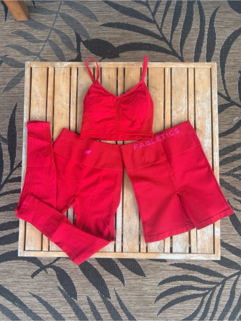 Fabletics Women’s 3-piece Set (Leggings, Bike Shorts and Sports Bra Set)